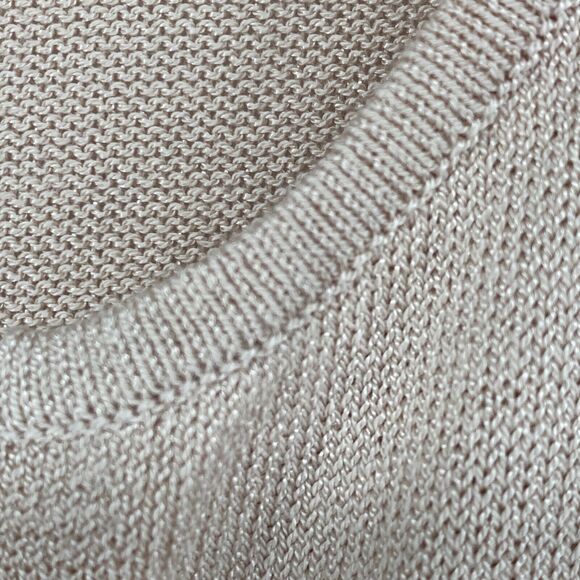 MM. LAFLEUR Sweater M Cotton Viscose Tunic Split Neck 3/4 Sleeve Pullover Beige - Picture 5 of 15